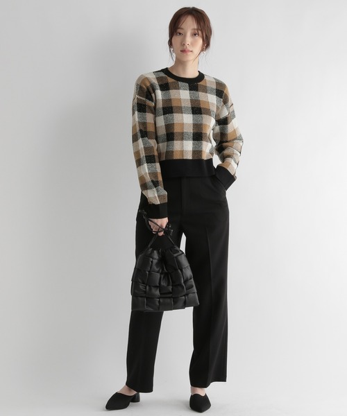 Andemiu（アンデミュウ）の「チェックジャカードニット227901（ニット/セーター・レディース・ブルー/ボルドー/ブラック・FREE）」の12枚目の写真