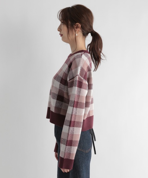 Andemiu（アンデミュウ）の「チェックジャカードニット227901（ニット/セーター・レディース・ブルー/ボルドー/ブラック・FREE）」の20枚目の写真