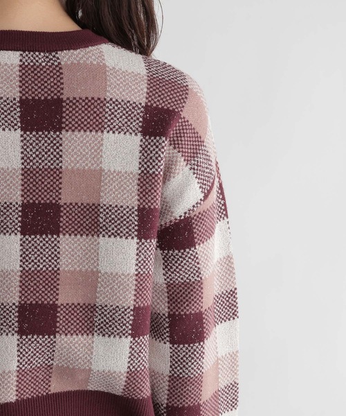Andemiu（アンデミュウ）の「チェックジャカードニット227901（ニット/セーター・レディース・ブルー/ボルドー/ブラック・FREE）」の15枚目の写真
