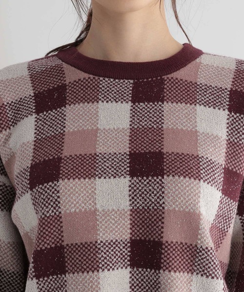 Andemiu（アンデミュウ）の「チェックジャカードニット227901（ニット/セーター・レディース・ブルー/ボルドー/ブラック・FREE）」の10枚目の写真