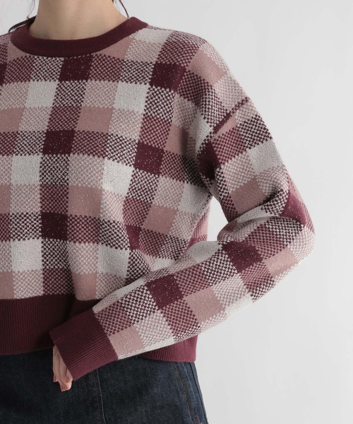 Andemiu（アンデミュウ）の「チェックジャカードニット227901（ニット/セーター・レディース・ブルー/ボルドー/ブラック・FREE）」の18枚目の写真