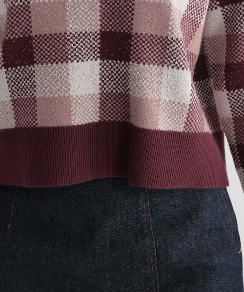 Andemiu（アンデミュウ）の「チェックジャカードニット227901（ニット/セーター・レディース・ブルー/ボルドー/ブラック・FREE）」の22枚目の写真
