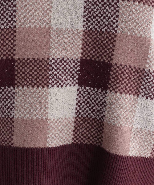Andemiu（アンデミュウ）の「チェックジャカードニット227901（ニット/セーター・レディース・ブルー/ボルドー/ブラック・FREE）」の13枚目の写真