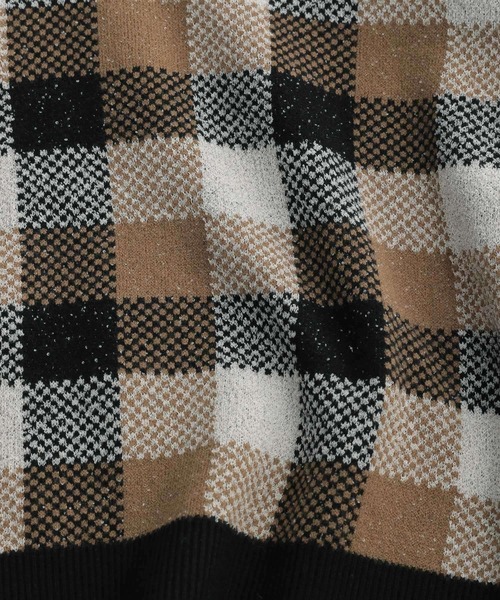 Andemiu（アンデミュウ）の「チェックジャカードニット227901（ニット/セーター・レディース・ブルー/ボルドー/ブラック・FREE）」の16枚目の写真