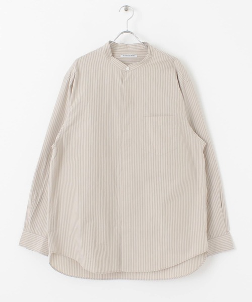 WORK NOT WORK URBAN RESEARCH（ワークノットワークアーバンリサーチ）の「WORK NOT WORK　Stripe Band collar Shirts（シャツ/ブラウス・メンズ・ベージュ/ブルー/ボルドー・MEDIUM/X-LARGE/SMALL/LARGE）」の2枚目の写真