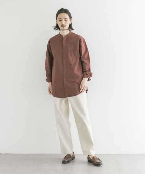 WORK NOT WORK URBAN RESEARCH（ワークノットワークアーバンリサーチ）の「WORK NOT WORK　Stripe Band collar Shirts（シャツ/ブラウス・メンズ・ベージュ/ブルー/ボルドー・MEDIUM/X-LARGE/SMALL/LARGE）」の5枚目の写真