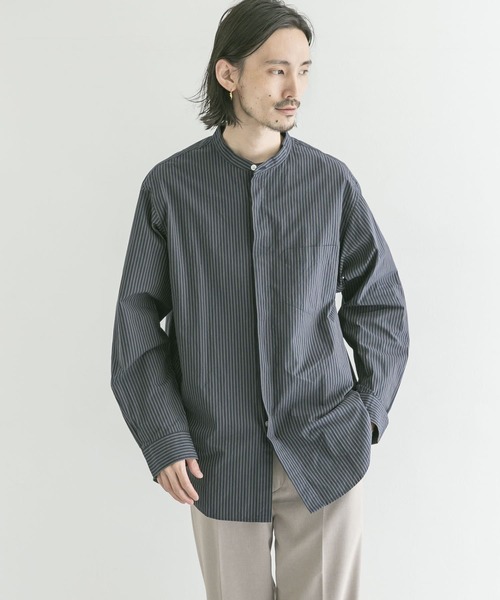 WORK NOT WORK URBAN RESEARCH（ワークノットワークアーバンリサーチ）の「WORK NOT WORK　Stripe Band collar Shirts（シャツ/ブラウス・メンズ・ベージュ/ブルー/ボルドー・MEDIUM/X-LARGE/SMALL/LARGE）」の8枚目の写真
