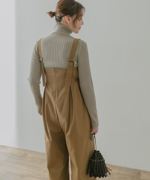 F by ROSSO（エフバイロッソ）の「F by ROSSO　ツイルワイドオールインワン（サロペット/オーバーオール・レディース・ネイビー/ベージュ・38/36）」の3枚目の写真