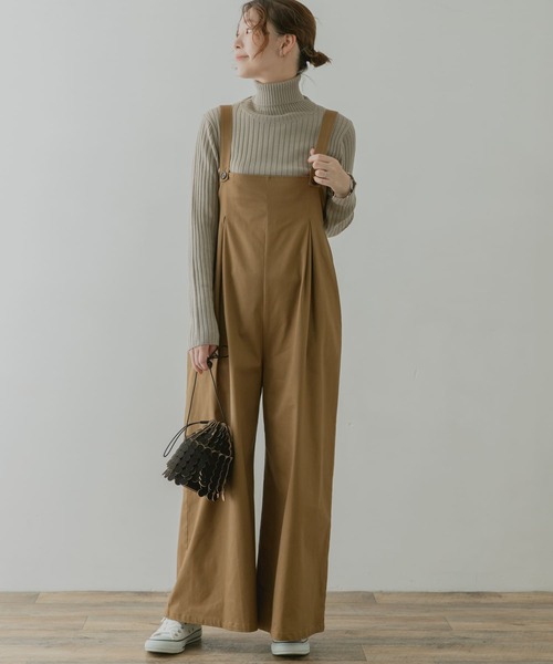 F by ROSSO（エフバイロッソ）の「F by ROSSO　ツイルワイドオールインワン（サロペット/オーバーオール・レディース・ネイビー/ベージュ・38/36）」の12枚目の写真