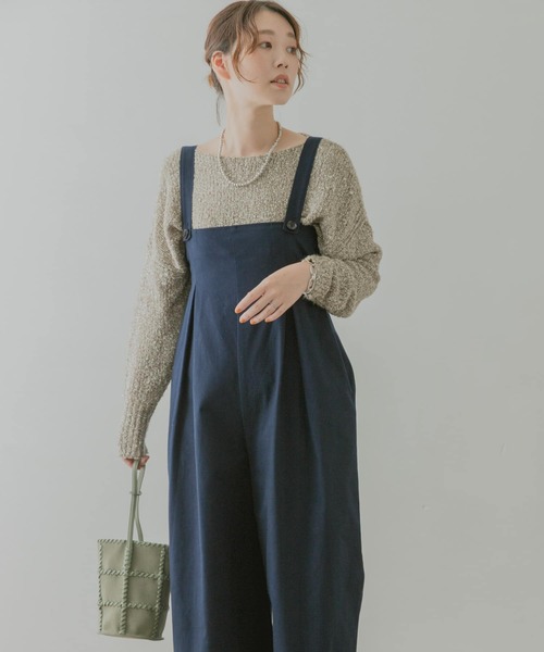 F by ROSSO（エフバイロッソ）の「F by ROSSO　ツイルワイドオールインワン（サロペット/オーバーオール・レディース・ネイビー/ベージュ・38/36）」の14枚目の写真