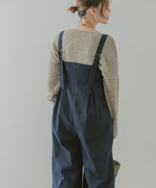 F by ROSSO（エフバイロッソ）の「F by ROSSO　ツイルワイドオールインワン（サロペット/オーバーオール・レディース・ネイビー/ベージュ・38/36）」の6枚目の写真