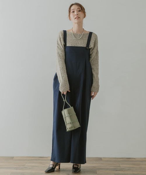 F by ROSSO（エフバイロッソ）の「F by ROSSO　ツイルワイドオールインワン（サロペット/オーバーオール・レディース・ネイビー/ベージュ・38/36）」の17枚目の写真