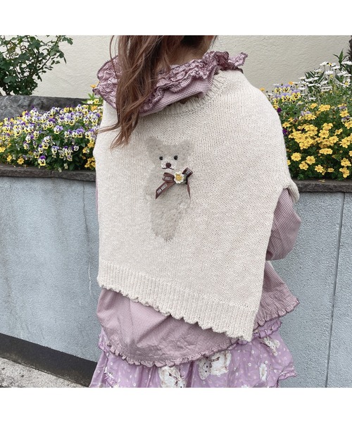 【美品】 ピンクハウス ひなぎくテディモチーフニット テディベア リボン 美品】 ピンクハウス ひなぎくテディモチーフニット テディベア リボン