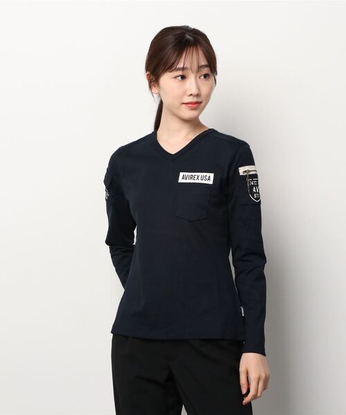 tシャツ 「WEB限定」Vネックファテーグ ロングスリーブティーシャツ/  V-NECK FATIGUE T-SHIRT レディース WEB限定】Vネックファテーグ ロングスリーブティーシャツ/ V