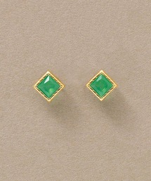 K18グリーンメノウ セカンドピアス（ YG)