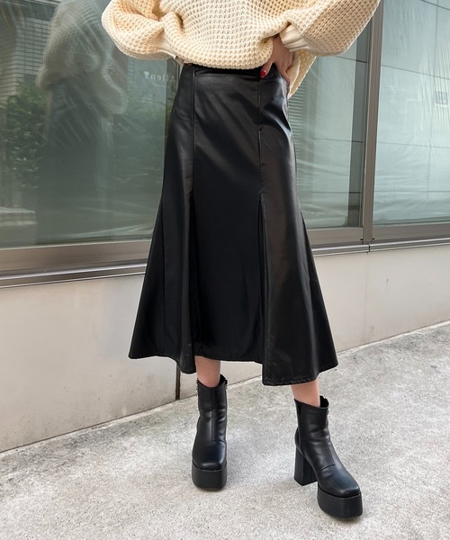 RASVOA（ラスボア）の「フェイクレザーマーメイドスカート（スカート・レディース・ブラック・FREE）」の7枚目の写真