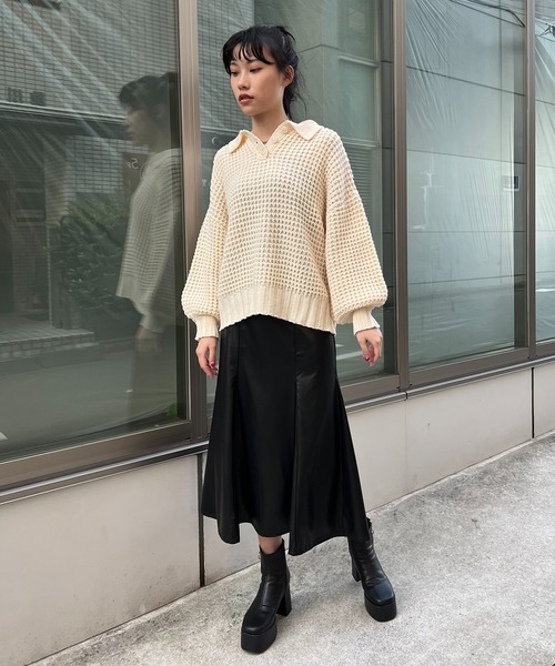 RASVOA（ラスボア）の「フェイクレザーマーメイドスカート（スカート・レディース・ブラック・FREE）」の9枚目の写真