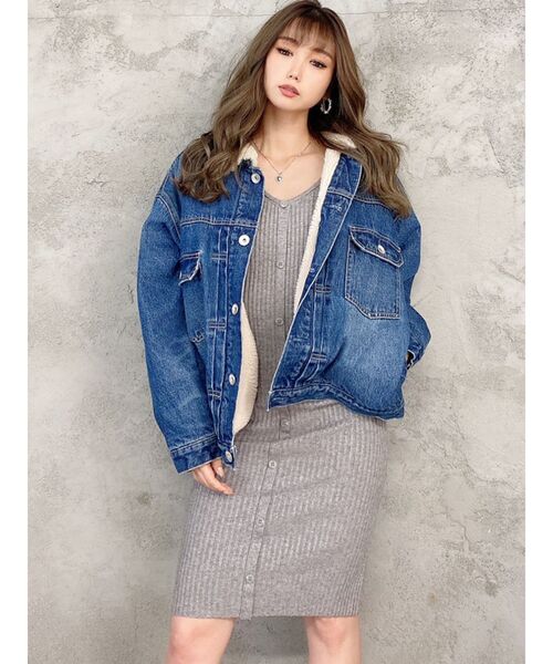 GYDA（ジェイダ）の「ボアデニムGジャン（デニムジャケット・レディース・ブルー/インディゴブルー・FREE）」の10枚目の写真