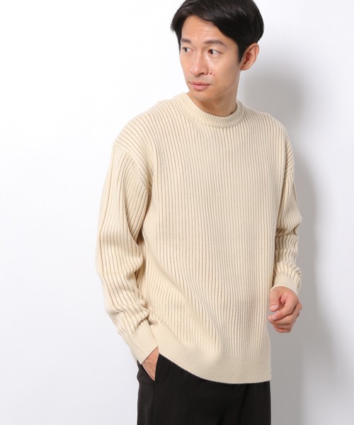 LAKOLE(ラコレ)の「アクリルストレッチ針抜きニットプルオーバー / 959036(ニット/セーター・メンズ・アイボリー/チャコール/カーキブラウン/スカイブルー・MEDIUM/LARGE)」の1枚目の写真