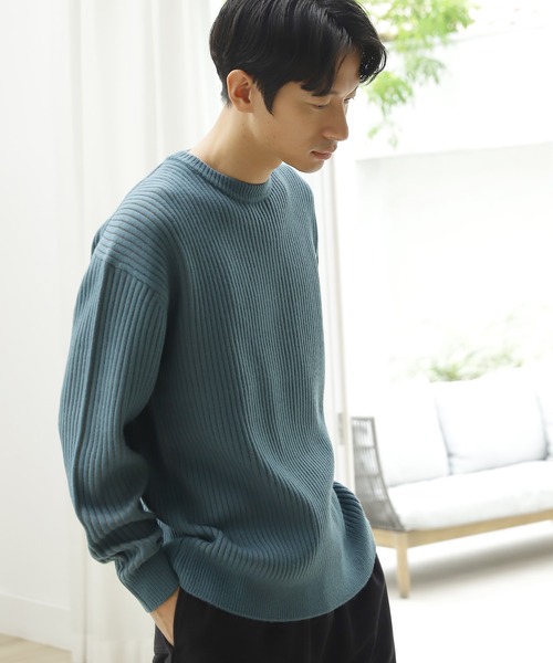 LAKOLE(ラコレ)の「アクリルストレッチ針抜きニットプルオーバー / 959036(ニット/セーター・メンズ・アイボリー/チャコール/カーキブラウン/スカイブルー・MEDIUM/LARGE)」の4枚目の写真
