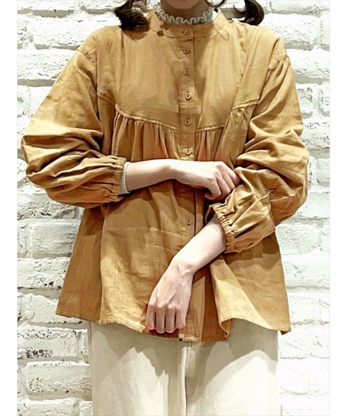 Samansa Mos2（サマンサ モスモス）の「ダブルガーゼヨークギャザーブラウス（シャツ/ブラウス・レディース・パープル/イエロー/チャコール/キナリ・ﾌﾘ-）」の4枚目の写真