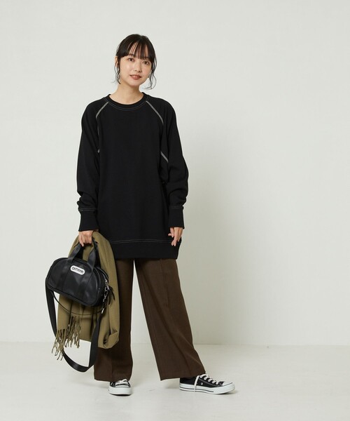 FREAK'S STORE（フリークスストア）の「ドルマン配色スウェット（スウェット・レディース・ブラック/グリーン/ピンク・ﾌﾘ-）」の7枚目の写真