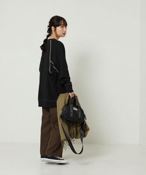 FREAK'S STORE（フリークスストア）の「ドルマン配色スウェット（スウェット・レディース・ブラック/グリーン/ピンク・ﾌﾘ-）」の4枚目の写真