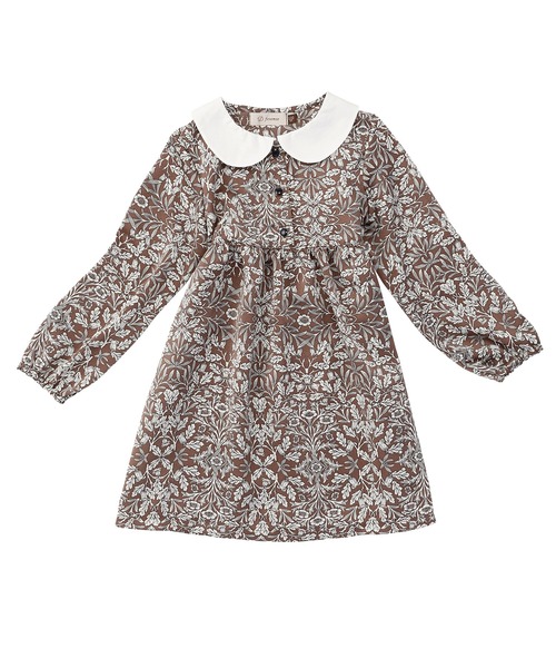 D.fesense（ディーフェセンス）の「花柄襟付ワンピース（ワンピース・キッズ・ライトブラウン/ネイビー・80ｃｍ/100cm/110cm/90cm）」の5枚目の写真