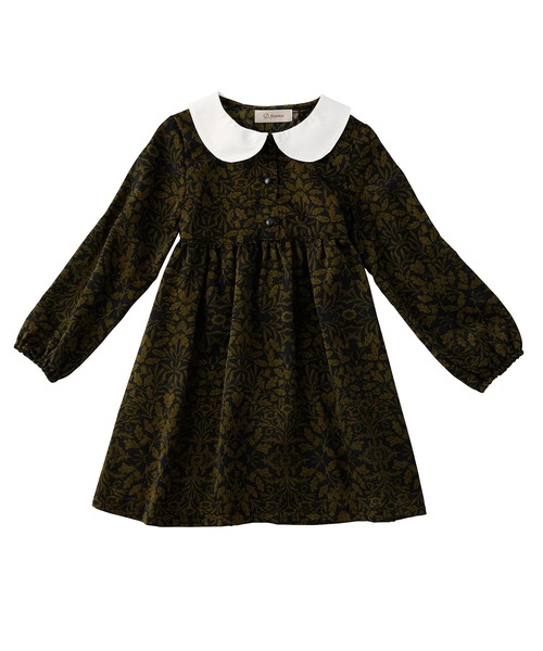 D.fesense（ディーフェセンス）の「花柄襟付ワンピース（ワンピース・キッズ・ライトブラウン/ネイビー・80ｃｍ/100cm/110cm/90cm）」の3枚目の写真