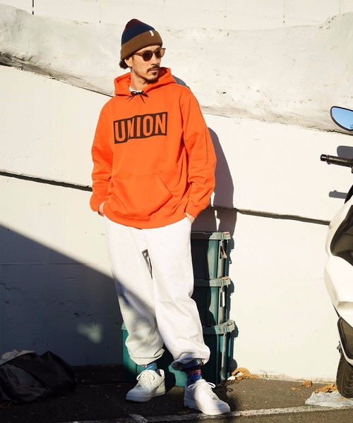 【大人気】UNKNOWN スポーツパイピングパーカー UNION/ユニオン】TEAM HOODIE / ロゴスウェットプルパーカー