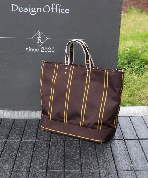COLDE （コルデ）の「ストライプ2wayビッグトート（トートバッグ・レディース・ダークブラウン/ネイビー/グリーン/マスタード/グレイッシュベージュ・FREE）」の2枚目の写真