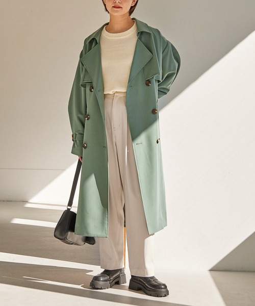 Heather（ヘザー）の「HEユルトレンチミドル丈コート　260931（トレンチコート・レディース・ライトベージュ/グリーン/キャメル・FREE）」の3枚目の写真