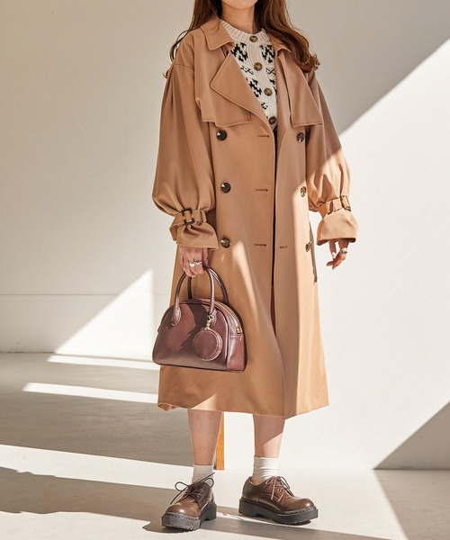 Heather（ヘザー）の「HEユルトレンチミドル丈コート　260931（トレンチコート・レディース・ライトベージュ/グリーン/キャメル・FREE）」の16枚目の写真