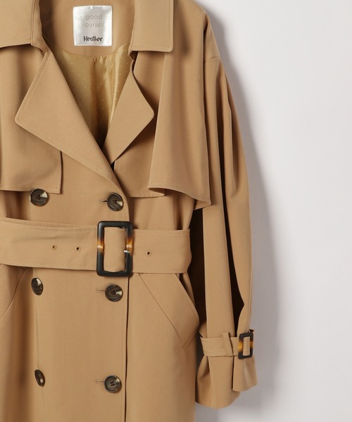Heather（ヘザー）の「HEユルトレンチミドル丈コート　260931（トレンチコート・レディース・ライトベージュ/グリーン/キャメル・FREE）」の14枚目の写真