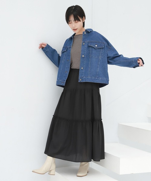 LAKOLE（ラコレ）の「ティアードマキシスカート / 263741（スカート・レディース・オフホワイト/ブラック/ラベンダー・SMALL/MEDIUM）」の7枚目の写真