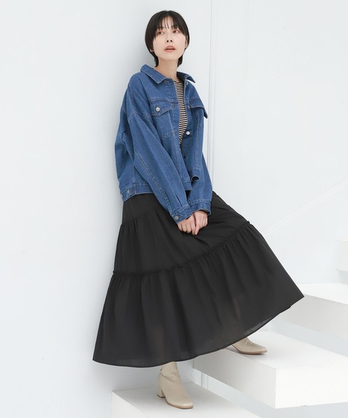 LAKOLE（ラコレ）の「ティアードマキシスカート / 263741（スカート・レディース・オフホワイト/ブラック/ラベンダー・SMALL/MEDIUM）」の4枚目の写真