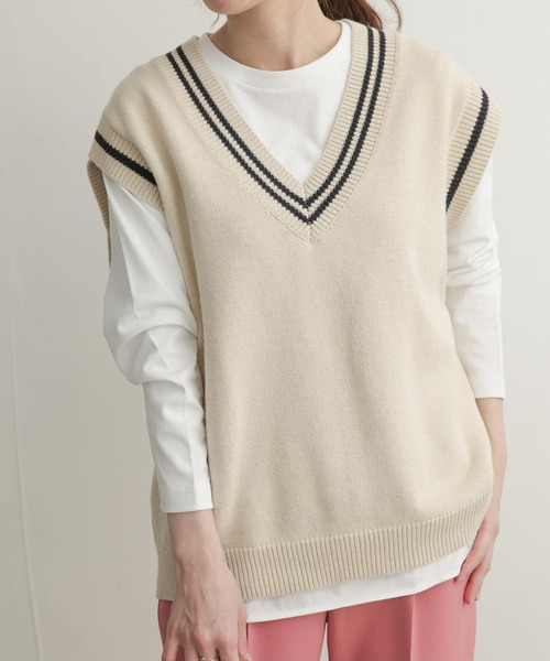 URBAN RESEARCH DOORS（アーバンリサーチドアーズ）の「Vネックニットベスト（ニット/セーター・レディース・ベージュ/ベージュ系その他・1）」の18枚目の写真