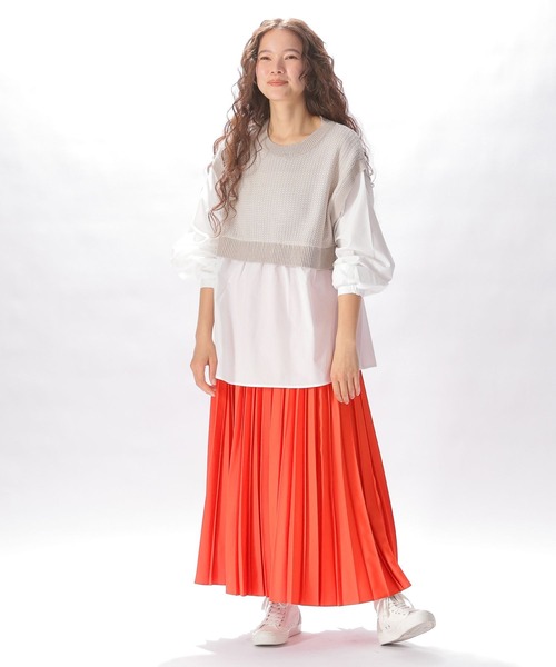 niko and...（ニコアンド）の「洗えるプリーツキープスカート（スカート・レディース・ホワイト/ライトグレー/オレンジ/ブルー/グリーン・MEDIUM/LARGE）」の10枚目の写真