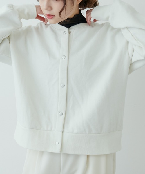 PUAL CE CIN（ピュアルセシン）の「裏起毛ショートブルゾン（ブルゾン・レディース・ブラック/ベージュ/ネイビー/オフホワイト/ピンク/グレイッシュベージュ・FREE）」の3枚目の写真