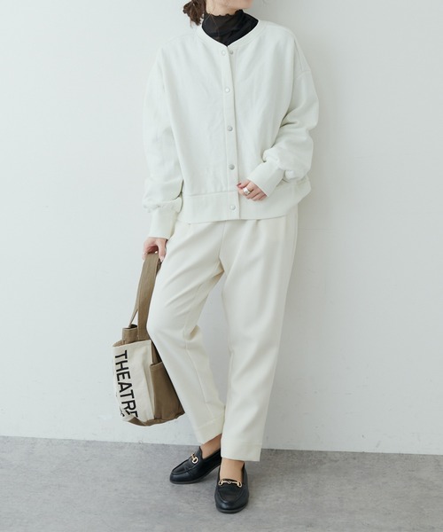 PUAL CE CIN（ピュアルセシン）の「裏起毛ショートブルゾン（ブルゾン・レディース・ブラック/ベージュ/ネイビー/オフホワイト/ピンク/グレイッシュベージュ・FREE）」の20枚目の写真