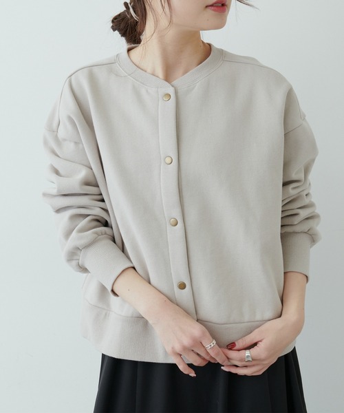 PUAL CE CIN（ピュアルセシン）の「裏起毛ショートブルゾン（ブルゾン・レディース・ブラック/ベージュ/ネイビー/オフホワイト/ピンク/グレイッシュベージュ・FREE）」の21枚目の写真