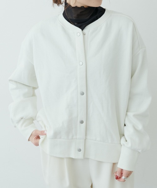 PUAL CE CIN（ピュアルセシン）の「裏起毛ショートブルゾン（ブルゾン・レディース・ブラック/ベージュ/ネイビー/オフホワイト/ピンク/グレイッシュベージュ・FREE）」の11枚目の写真