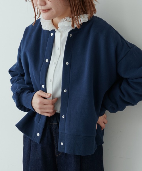 PUAL CE CIN（ピュアルセシン）の「裏起毛ショートブルゾン（ブルゾン・レディース・ブラック/ベージュ/ネイビー/オフホワイト/ピンク/グレイッシュベージュ・FREE）」の9枚目の写真