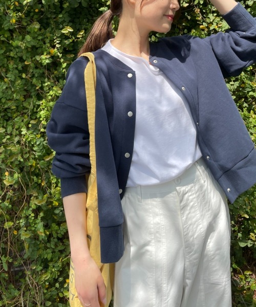 PUAL CE CIN（ピュアルセシン）の「裏起毛ショートブルゾン（ブルゾン・レディース・ブラック/ベージュ/ネイビー/オフホワイト/ピンク/グレイッシュベージュ・FREE）」の7枚目の写真