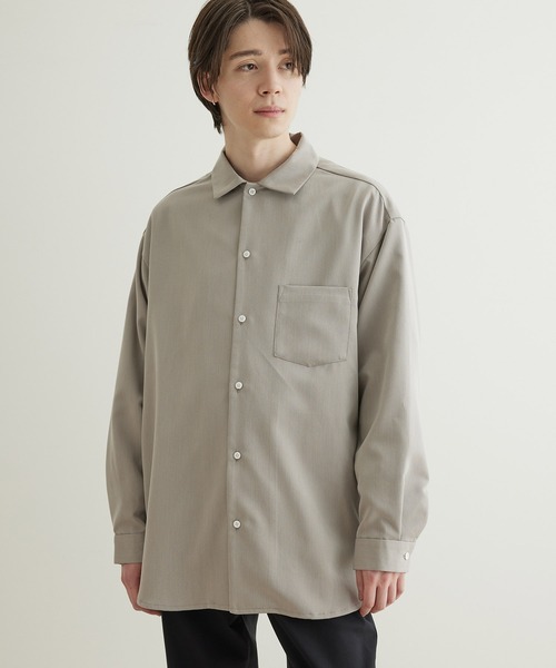 JUNRED(ジュンレッド)の「【 イージーケア 】ドレープロングスリーブルーズシャツ(シャツ/ブラウス・メンズ・ホワイト/ベージュ/グリーン・LL/M/L)」の1枚目の写真