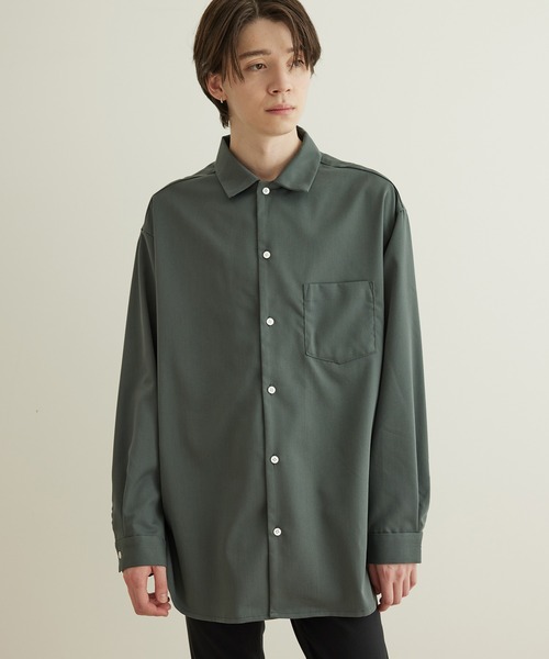 JUNRED(ジュンレッド)の「【 イージーケア 】ドレープロングスリーブルーズシャツ(シャツ/ブラウス・メンズ・ホワイト/ベージュ/グリーン・LL/M/L)」の3枚目の写真