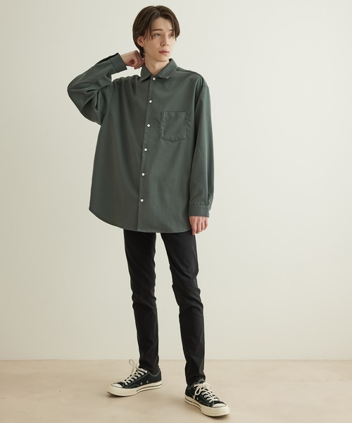 JUNRED(ジュンレッド)の「【 イージーケア 】ドレープロングスリーブルーズシャツ(シャツ/ブラウス・メンズ・ホワイト/ベージュ/グリーン・LL/M/L)」の10枚目の写真