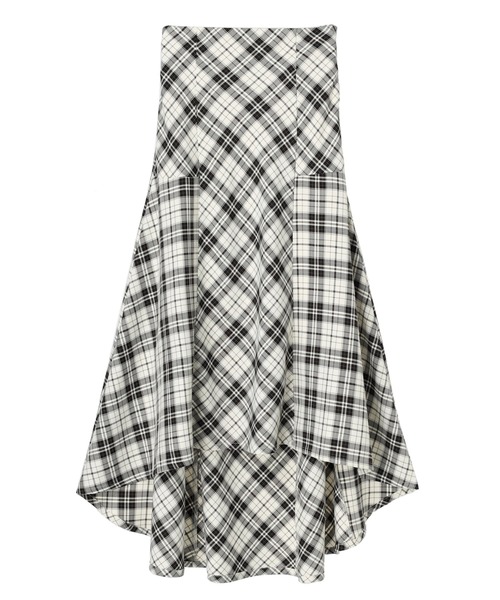 DURAS（デュラス）の「チェック柄ハイウエストテールスカート（スカート・レディース・ブラック/ブルー・FREE）」の5枚目の写真