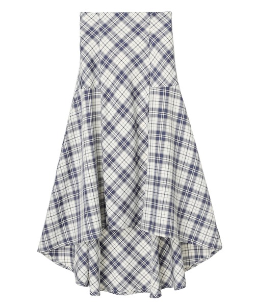 DURAS（デュラス）の「チェック柄ハイウエストテールスカート（スカート・レディース・ブラック/ブルー・FREE）」の6枚目の写真