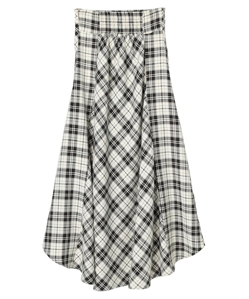 DURAS（デュラス）の「チェック柄ハイウエストテールスカート（スカート・レディース・ブラック/ブルー・FREE）」の3枚目の写真